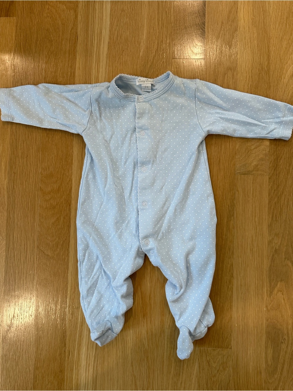 Kissy Kissy Baby Blue Footed Pajamas with Dots, 3-6 Months